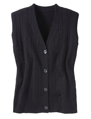 Size S Sara Morgan Cable Sweater Vest in Black