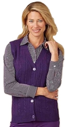 Size S Sara Morgan Cable Sweater Vest in Purple