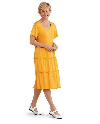 Size L Sarah Morgan Tiered Yellow Dress