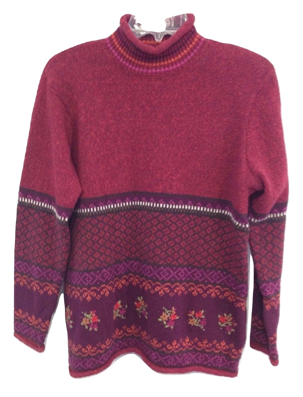 Size L Studio Works Embroidered Sweater in Red