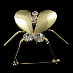 Insect Series Mirror Finish Metal & Rhinestone Beetle Brooch