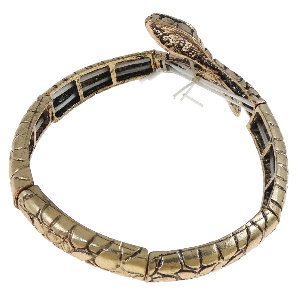 Wholesale Egyptian Revival Gold Tone Snake Bracelet Inset Rhinestones