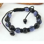 Adjustable Shambhala Round Glass Beads Bracelet ~ Blue