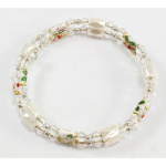 Magnetic Hematite & Cloisonne Bead Wrap Bracelet ~ White