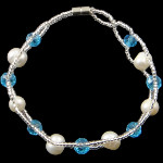 Delicate Genuine FW Pearl & Crystal Bracelet ~ Blue Magnetic