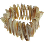 Natural Lustrous Ribbed Strands Shell Bead Stretch Bracelet