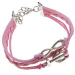 Pink Nautical Marine Ocean Anchor Three Band Leather Bracelet