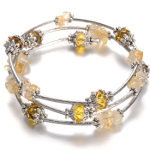 Gemstone Chip & Faceted Crystal Wrap Bracelet ~ Citrine