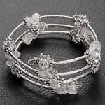 Gemstone Chip & Faceted Crystal Wrap Bracelet ~ Crystal