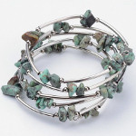 Adjustable Gemstone Chip & Silver Wrap Bracelet ~ Turquoise