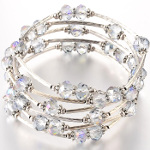 Adjustable Longer Faceted AB Iridescent Crystal Wrap Bracelet