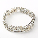 Adjustable Faceted Crystal & Silver Bead Wrap Bracelet
