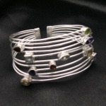 Artist-Crafted Sterling Silver & Multi Gemstone Boho Bracelet