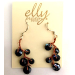 Designer Elly Preston Aurora Borealis Black Bead Earrings