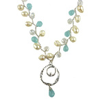 Designer Elly Preston FW Pearl & Mint Crystal Charlie Necklace