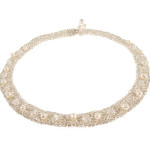 Designer Elly Preston Gold Tone FW Pearl Crystal Short Necklace