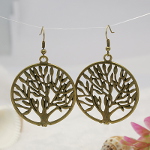 Natural Tree of Life Silhouette Medallion Earrings ~ Bronze Tone