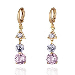 18K Gold Plate Pink Purple White Art Deco Geometric Earrings