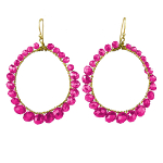 Designer Elly Preston Faceted Crystal Hoop Earrings Hot Pink