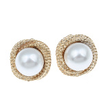 Vintage 1940's Glam Lustrous Pearl Bead Gold Stud Earrings