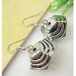 Lightweight Silver Tone CCB Bead Dangle Earrings Abstract Form