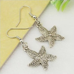 Tibetan Silver Star Fish Ocean Theme Dangle Earrings