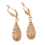 14K Rose Gold Plated Victorian Style Filigree Scroll Earrings