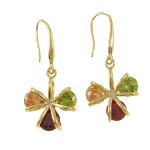 18K Gold Plate 1970's Retro Inspired Tri-Color CZ Earrings
