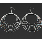 Bright Silver Tone Concentric Circles Geometric Mod Earrings