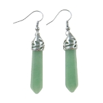 Reticulated Silver Tone Dangle Earrings ~ Green Aventurine