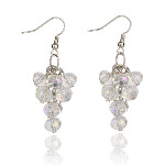 Iridescent Aurora Borealis Faceted Crystal Bead Cluster Earrings