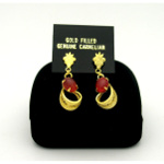 New Old Stock 1970's Gold Filled Genuine Carnelian Cab Earrin