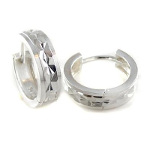 Sterling Silver Diamond Cut Design Small Hoop Earrings