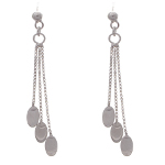 Sterling Silver Box Chain & Oval Tab Dangle Earrings