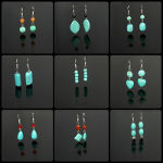 Mixed Turquoise Beads Dangle Earrings