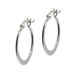 Sterling Silver Flat Oval Saddle Back Hoop Earrings 1" Long
