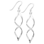 Sterling Silver Polished Twisted Spin Wire Dangle Earrings