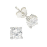 5mm Sterling Silver Faceted CZ Stone Stud Earrings