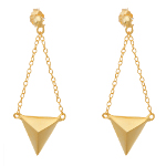 14K Gold over Sterling Silver Vermeil Art Deco Triangle Earrings