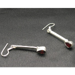 Artist-Crafted Sterling Silver Long Teardrop Garnet Earrings