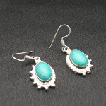 Artist-Crafted Sterling Silver & Blue Turquoise Stone Earrings