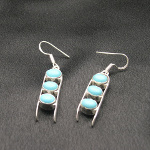 Artist-Crafted Sterling Silver & Triple Blue Turquoise Earrings