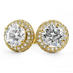 Carded 14K Gold Plate Victorian Style Tiffany Set CZ Studs