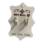 Hot Kiss 14K Gold Filled Inset CZ Hoop Earrings