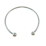 6 3/4" Silver Tone European Bangle Bead Bracelet