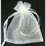 Bridal White Draw-String Organza Bags