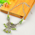 Tibetan Silver Green Turquoise Beads Statement Necklace