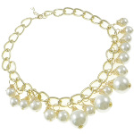 Boutique Gold Tone Lustrous White Pearl Statement Necklace
