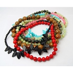Mixed Natural & Dyed Solid Gemstone Bead Necklaces