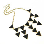 Art Deco Style Geometric Triangle Cab Bib Necklace ~ Black